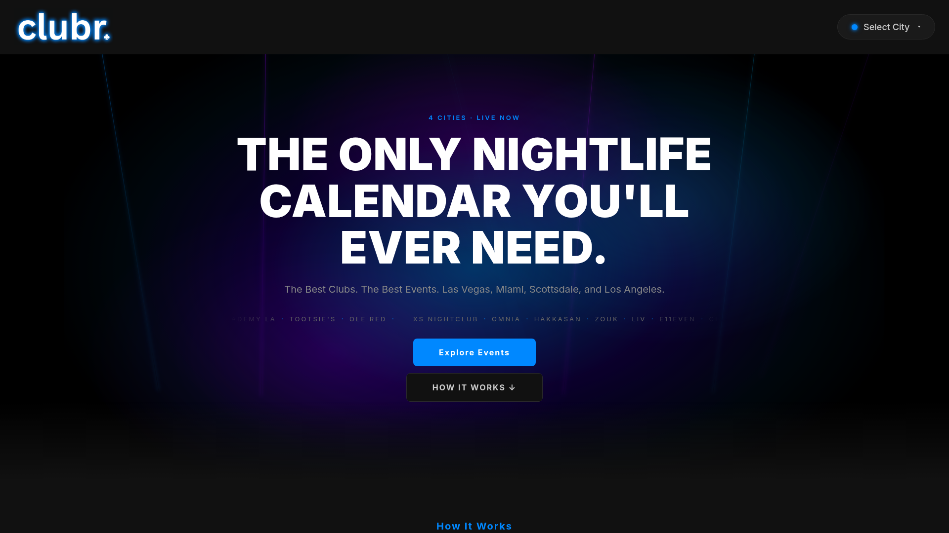 clubr. — the nightlife aggregator web app